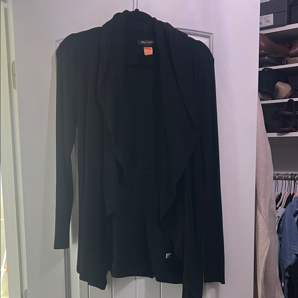 Black Draped Open Cardigan